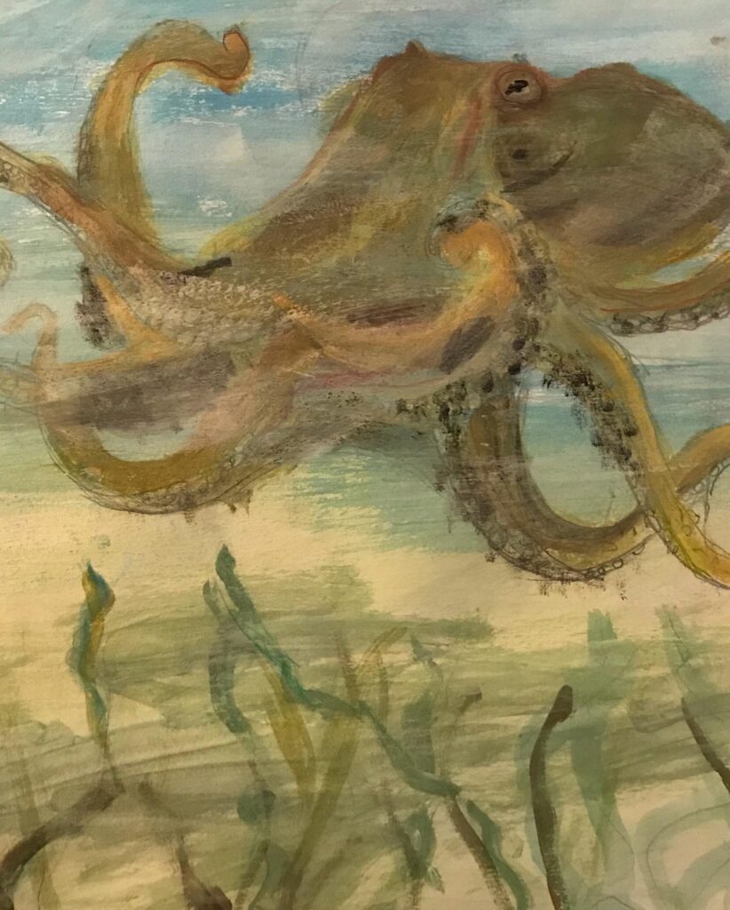 Peinture d'animal, une pieuvre à l'Art Récré Genève