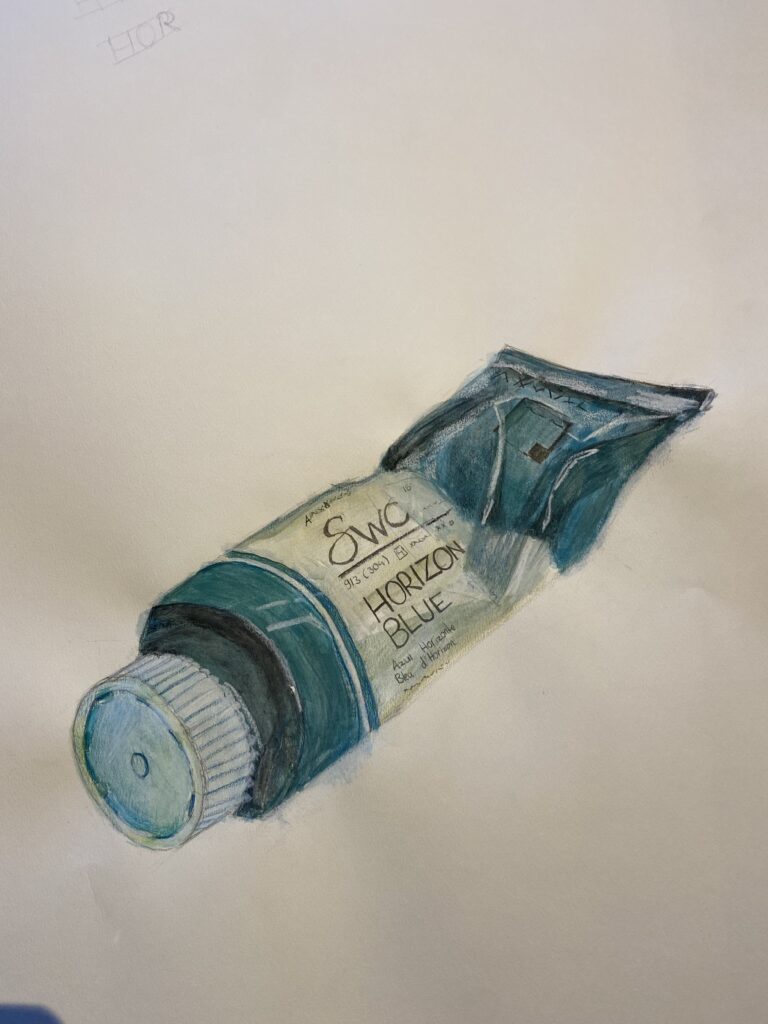 Un tube de peinture peint par les élèves de Pascale Ramain Bosshard à L'Art Récré